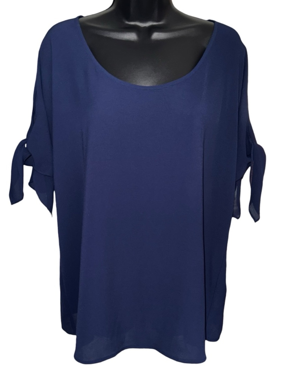 Michael Kors Women’s Blue Tie Sleeve Blouse Top Large Flowy Stretch